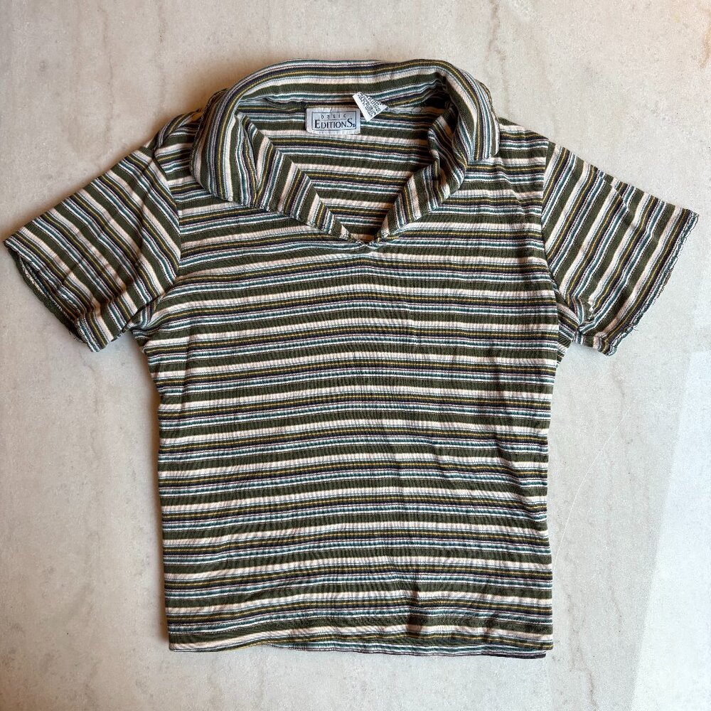 Womens Striped Collared T-shirt